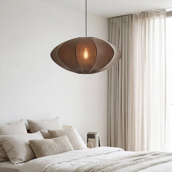 Lampa wisząca Elyora z tkaniny - brązowa