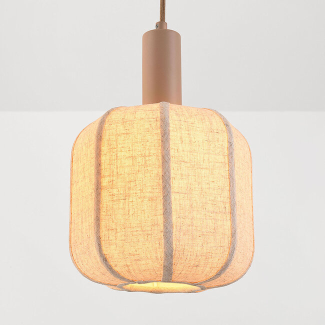 Lampa wisząca Syvra 3 światła z tkaniny - szarobrązowe