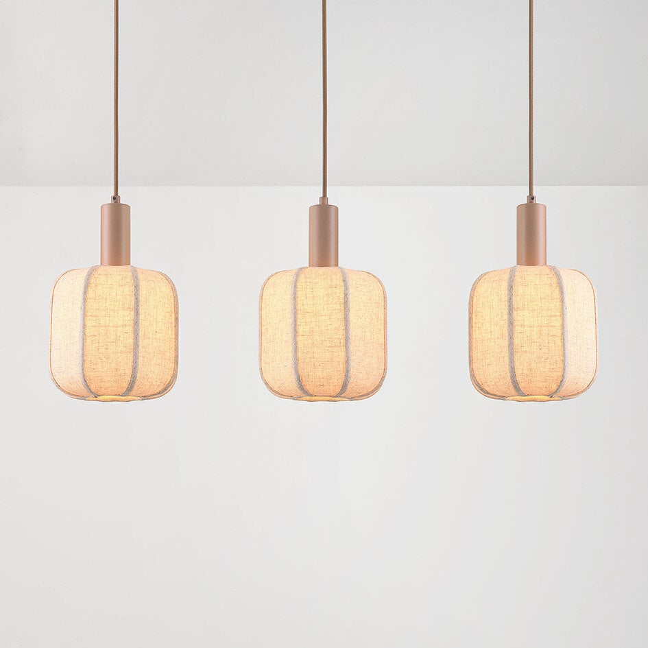Lampa wisząca Syvra 3 światła z tkaniny - szarobrązowe
