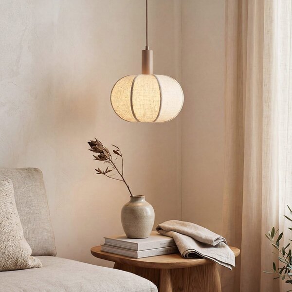 Lampa wisząca Tayra z tkaniny - szarobrązowe