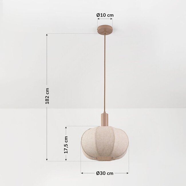 Lampa wisząca Tayra z tkaniny - szarobrązowe