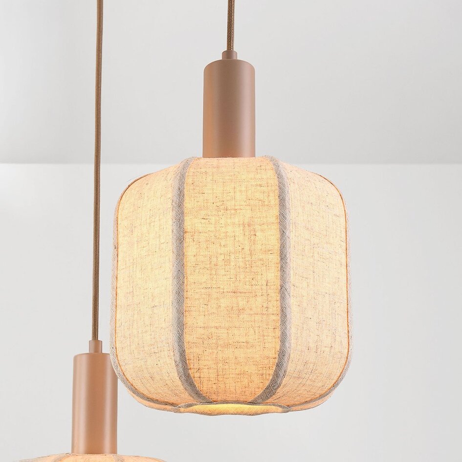 Lampa wisząca Fynra 3 światła z tkaniny - szarobrązowe