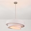 Design lampa wisząca Nerai beżowa z trzema warstwowymi lnianymi kloszami