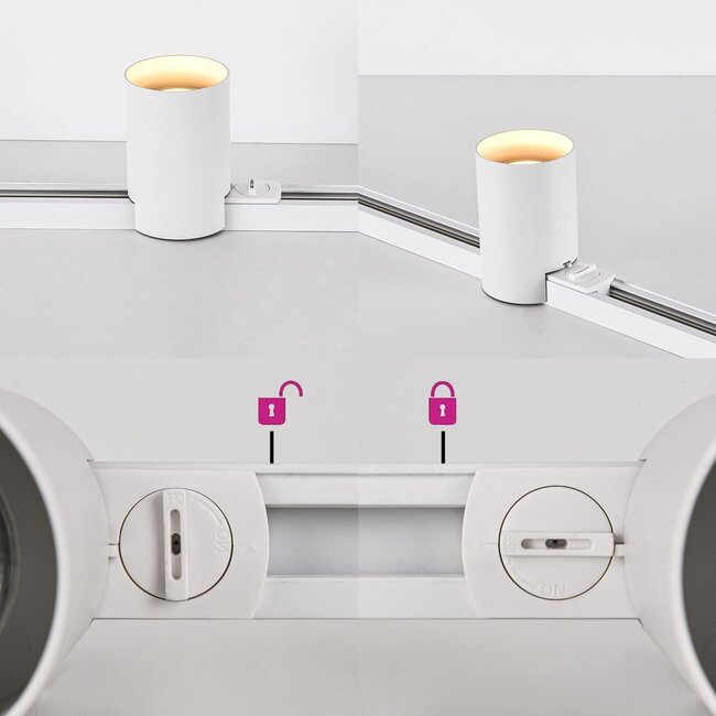 1-fazowy system szynowy o długości 1,5 metra z reflektorami Zylox - Białe