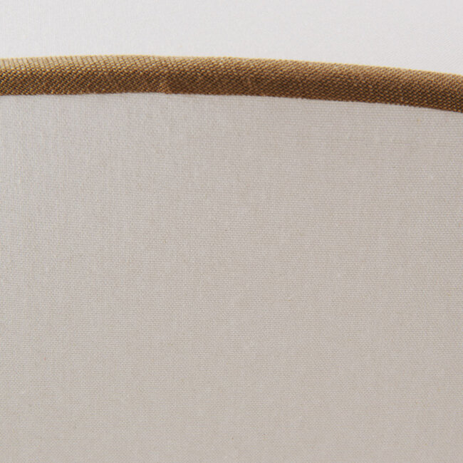 Nowoczesna lampa wisząca Ovala z beżowym lnianym kloszem i brązowymi akcentami Ø60 cm