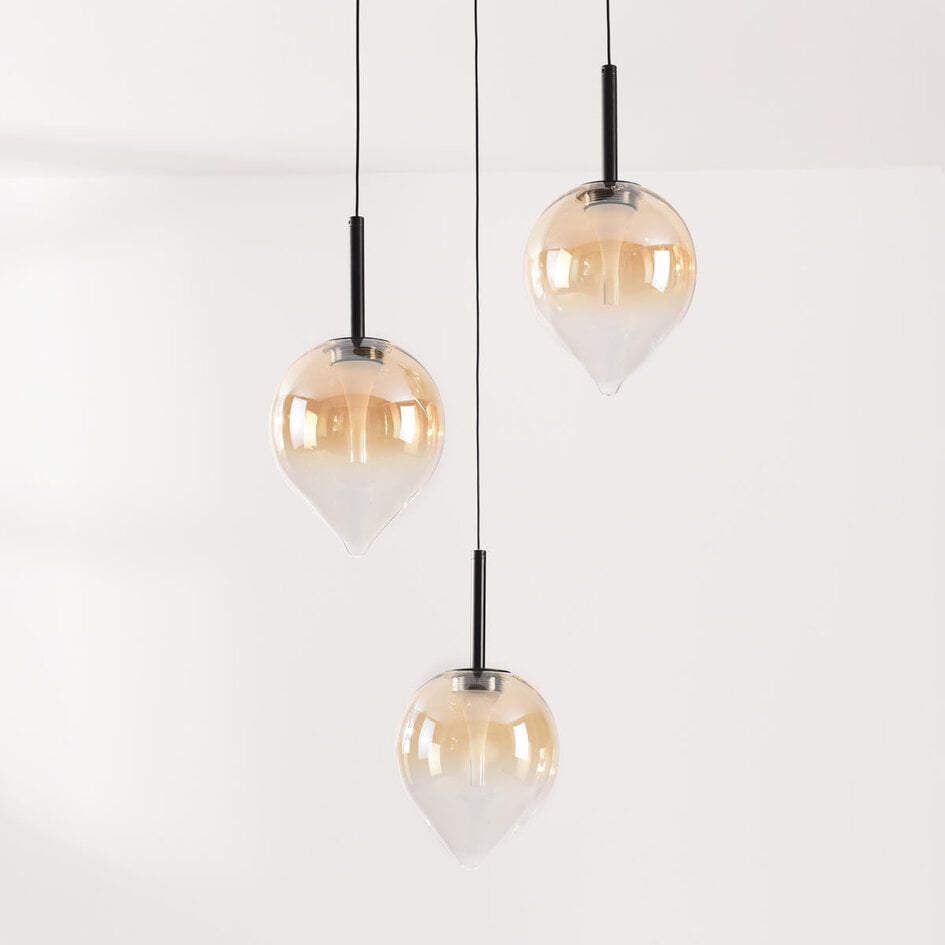 Nowoczesna lampa wisząca Drop z szkłem bursztynowym i wbudowanym źródłem LED, 3-stopniowo ściemnialne