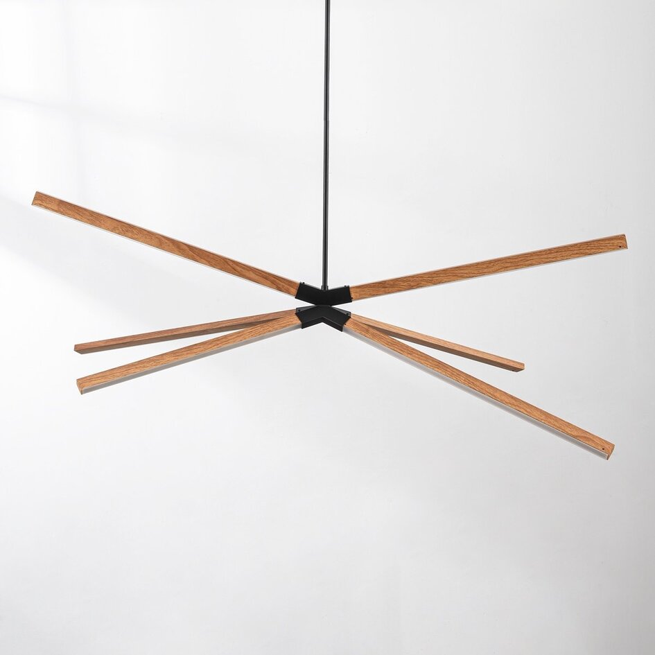 Design lampa wisząca Stellar ze zintegrowanymi 3-stopniowo ściemnialnymi diodami LED - imitacja drewna