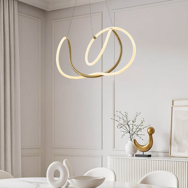 Designowa lampa wisząca Lunara z wbudowanymi źródłami LED 3-stopniowo ściemnialnymi – złocista