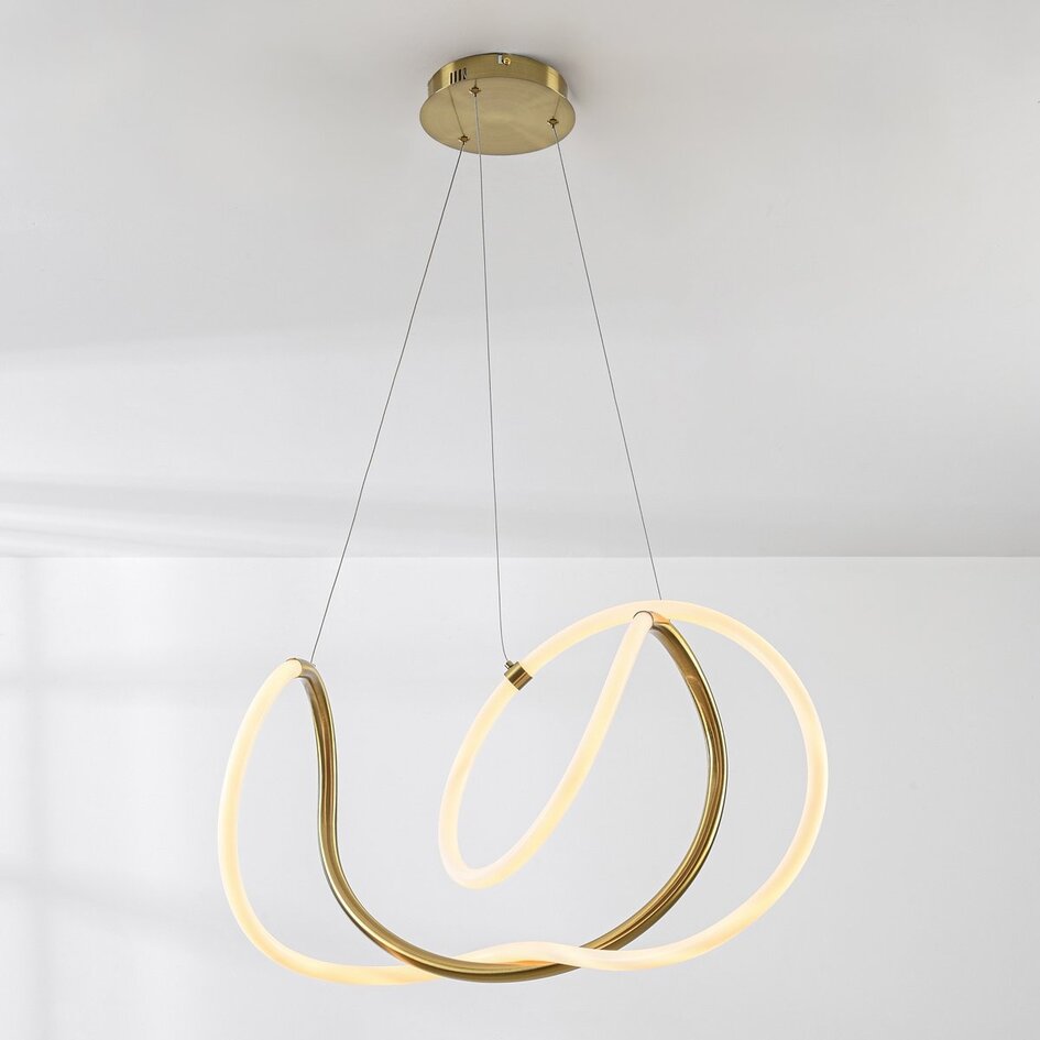 Designowa lampa wisząca Lunara z wbudowanymi źródłami LED 3-stopniowo ściemnialnymi – złota