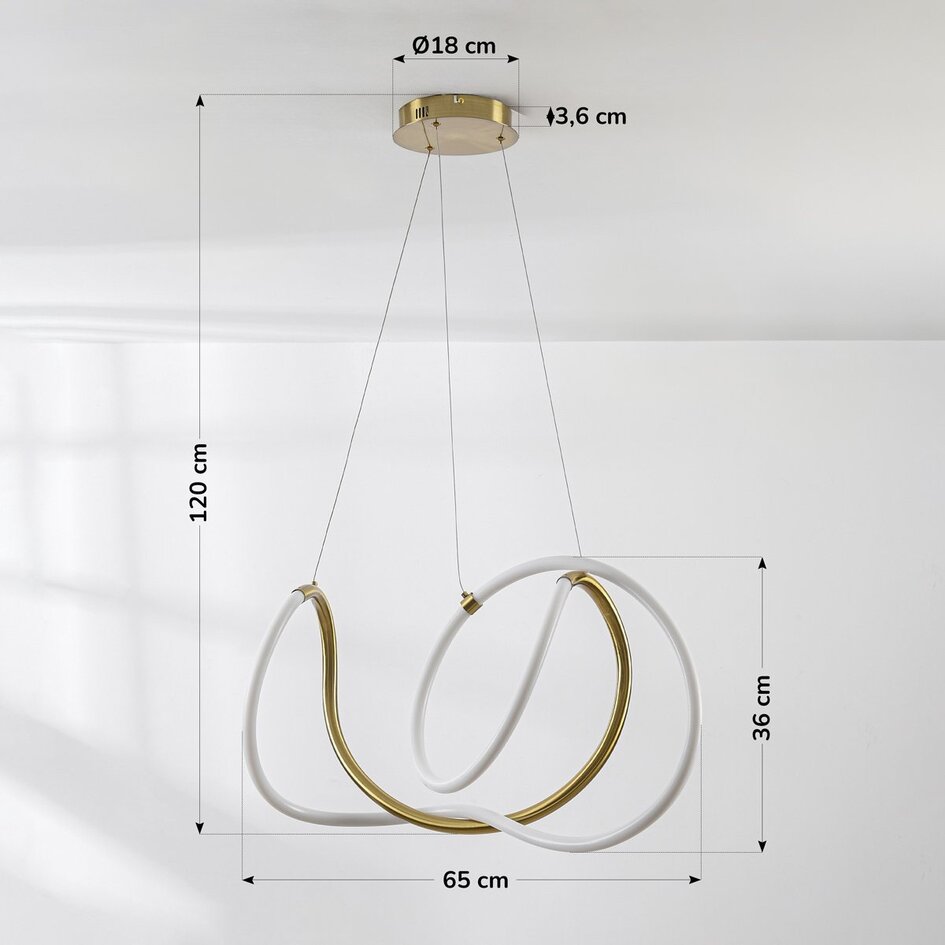 Designowa lampa wisząca Lunara z wbudowanymi źródłami LED 3-stopniowo ściemnialnymi – złota