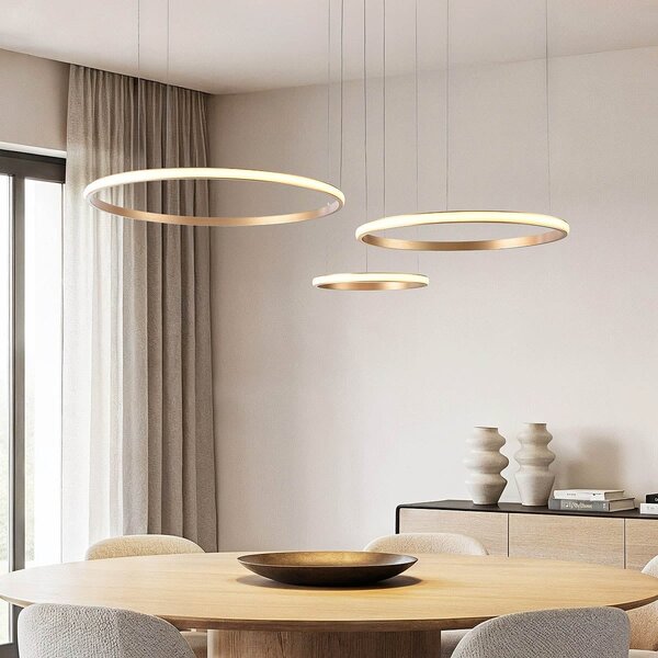 Design lampa wisząca Seluna z trzema 3-stopniowo ściemnialnymi pierścieniami