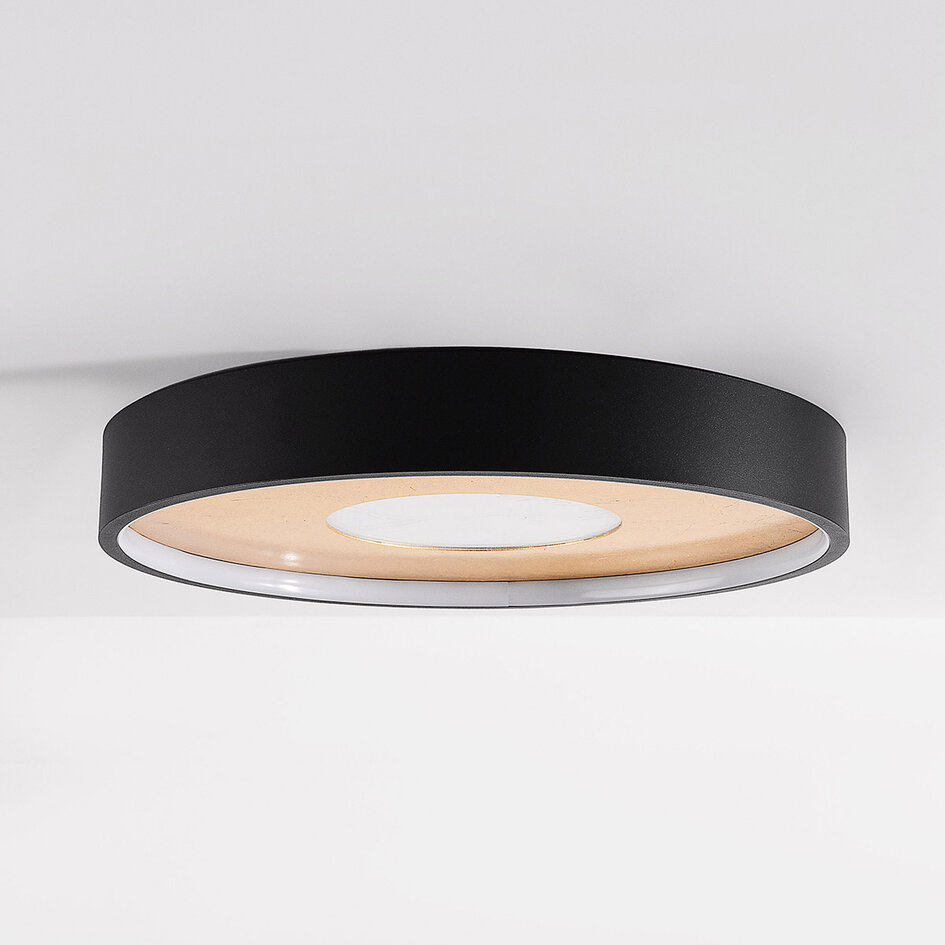 Lampa sufitowa Cercul Ø40 cm czarna z efektem złocenia i 3-stopniowo ściemnialne