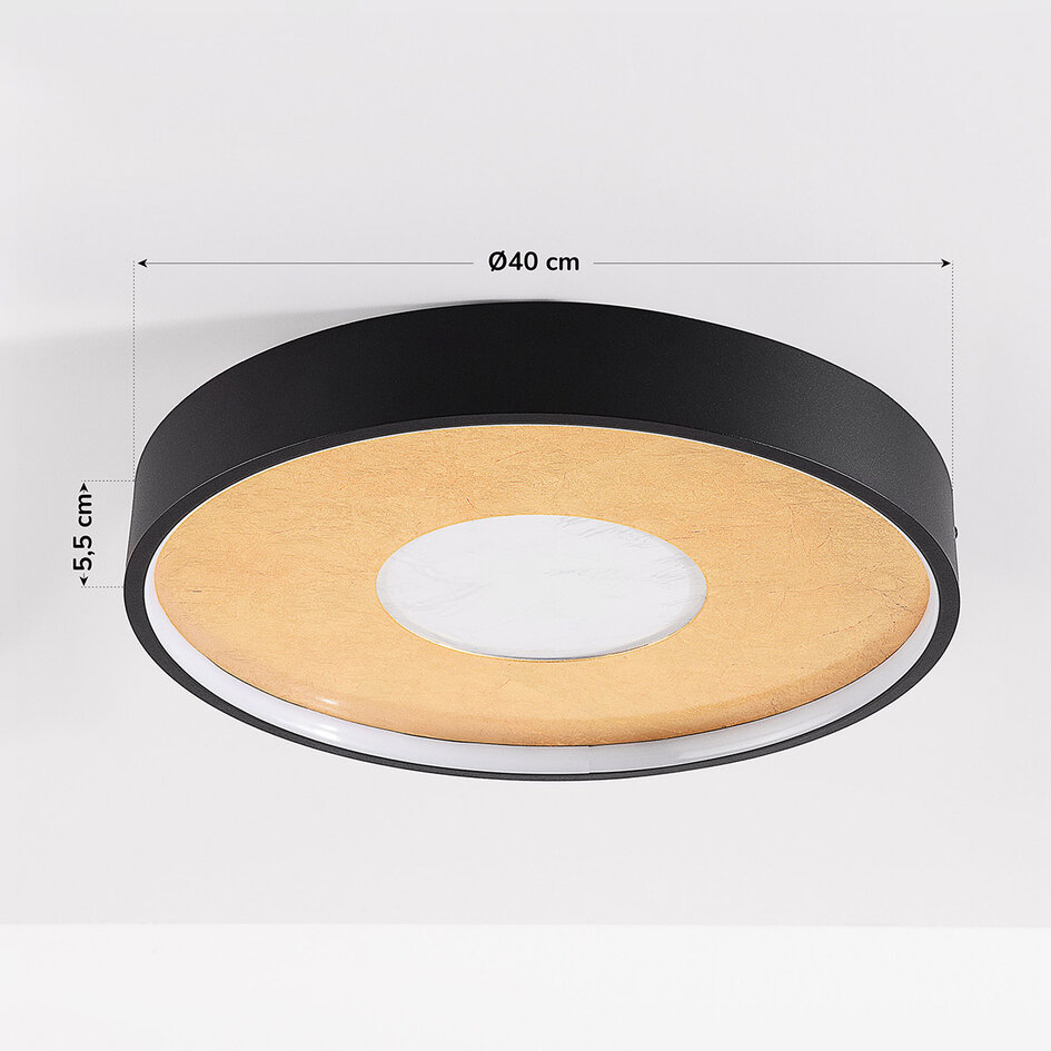 Lampa sufitowa Cercul Ø40 cm czarna z efektem złocenia i 3-stopniowo ściemnialne
