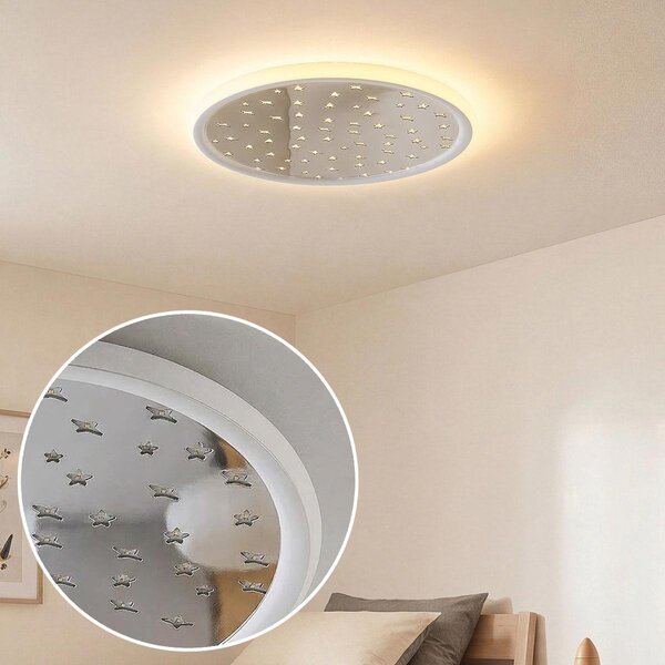 Lampa sufitowa Noctis z wzorem gwiazd i chromowanym wykończeniem, 3-stopniowo ściemnialne Ø40 cm