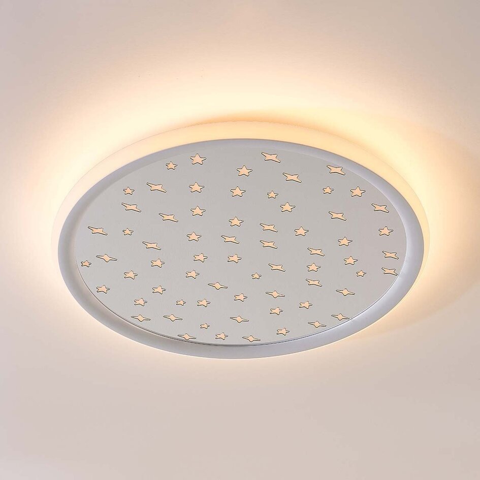 Lampa sufitowa Noctis z wzorem gwiazd i chromowanym wykończeniem, 3-stopniowo ściemnialne Ø40 cm