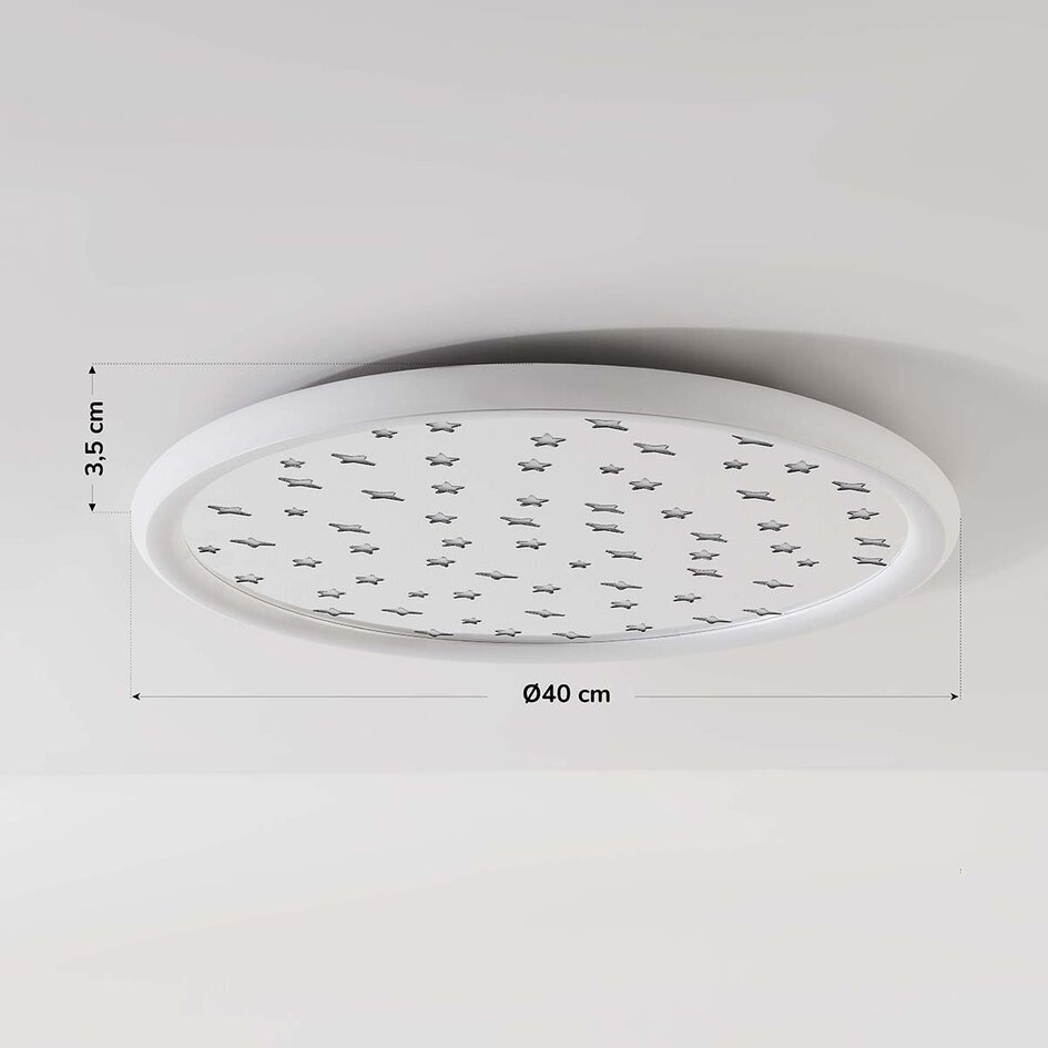 Lampa sufitowa Noctis z wzorem gwiazd i chromowanym wykończeniem, 3-stopniowo ściemnialne Ø40 cm