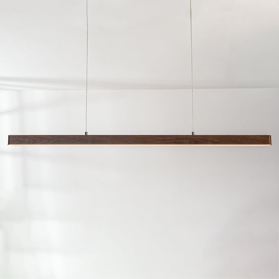 3-stopniowo ściemnialna lampa wisząca Elan w ciemnej imitacji drewna z wbudowane źródło LED