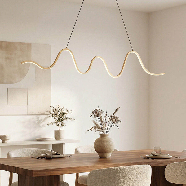3-stopniowo ściemnialna designerska lampa wisząca Ariana w ciepłym beżu z falistym oświetleniem LED