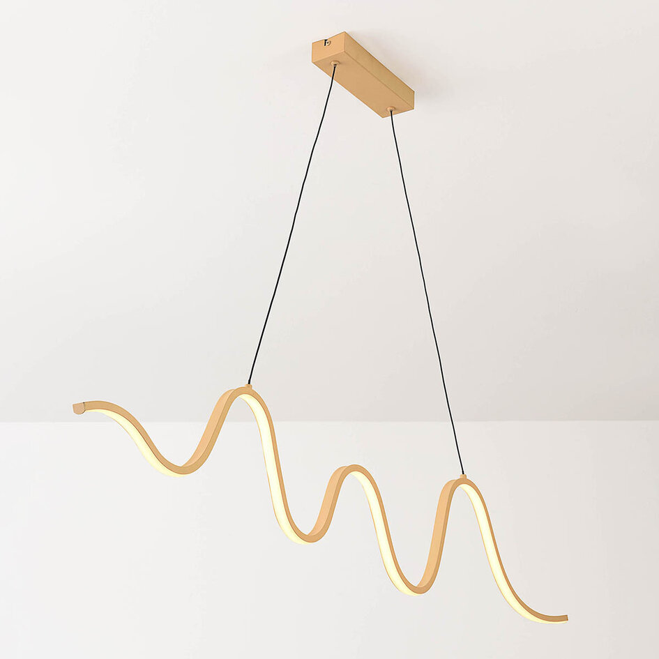 3-stopniowo ściemnialna designerska lampa wisząca Ariana w ciepłym beżu z falistym oświetleniem LED