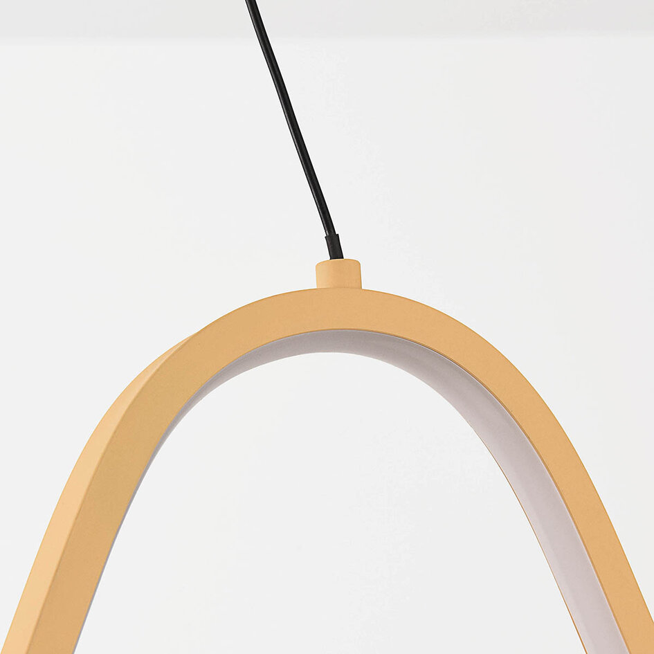 3-stopniowo ściemnialna designerska lampa wisząca Ariana w ciepłym beżu z falistym oświetleniem LED