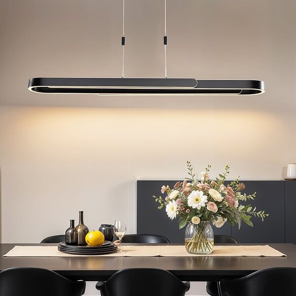 Czarna design lampa wisząca Lilia z 3-stopniowo ściemnialne diody LED