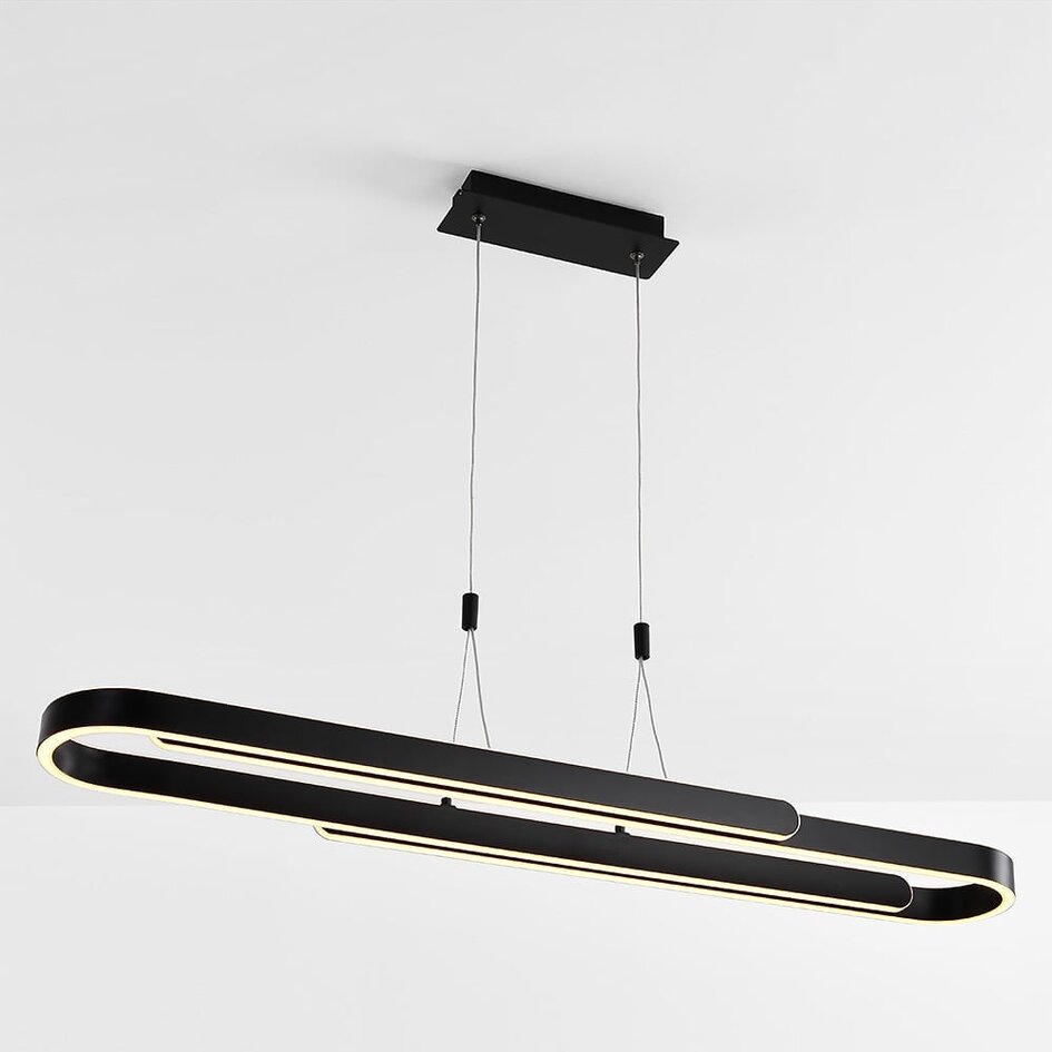 Czarna design lampa wisząca Lilia z 3-stopniowo ściemnialne diody LED