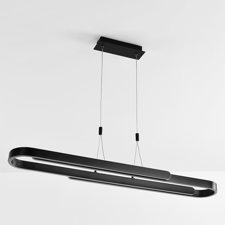 Czarna design lampa wisząca Lilia z 3-stopniowo ściemnialne diody LED