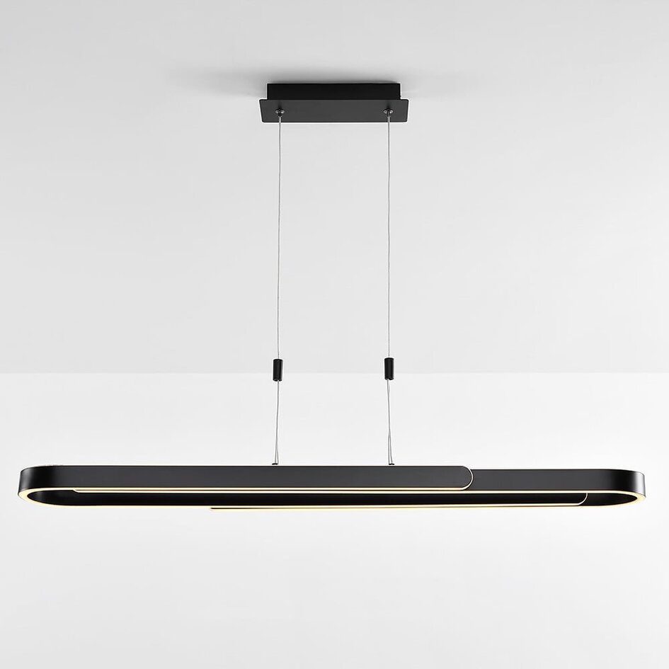 Czarna design lampa wisząca Lilia z 3-stopniowo ściemnialne diody LED