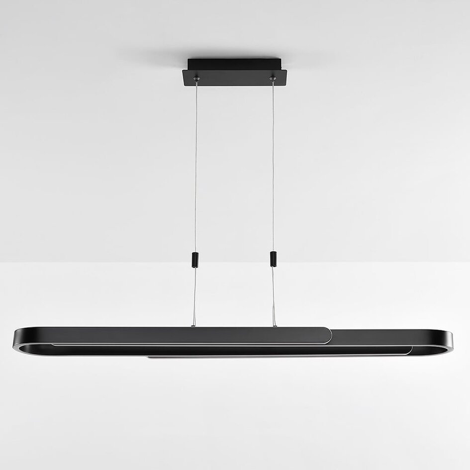 Czarna design lampa wisząca Lilia z 3-stopniowo ściemnialne diody LED
