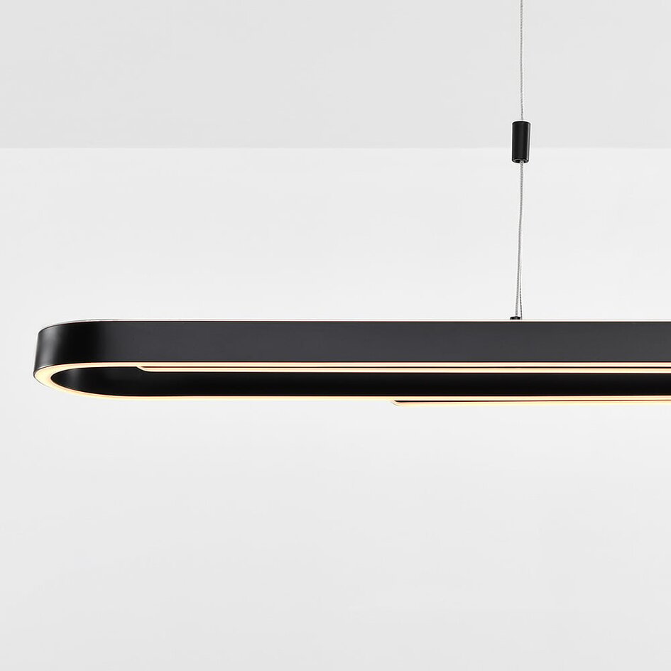 Czarna design lampa wisząca Lilia z 3-stopniowo ściemnialne diody LED