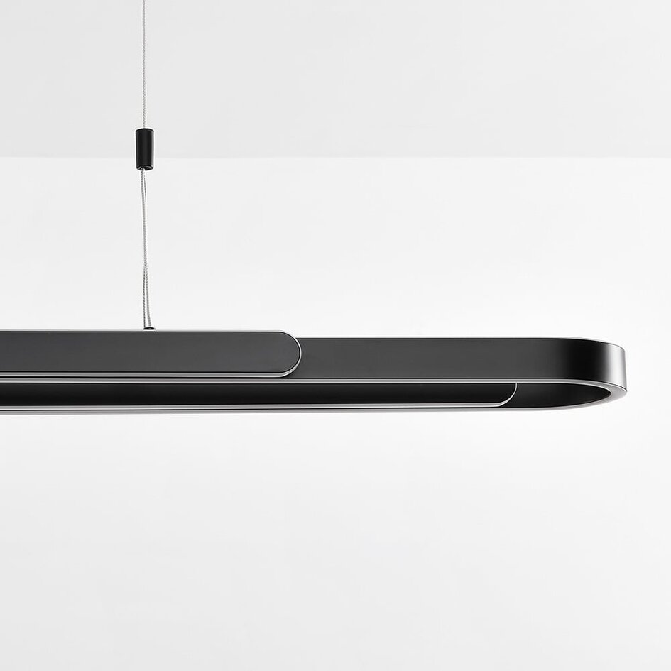 Czarna design lampa wisząca Lilia z 3-stopniowo ściemnialne diody LED