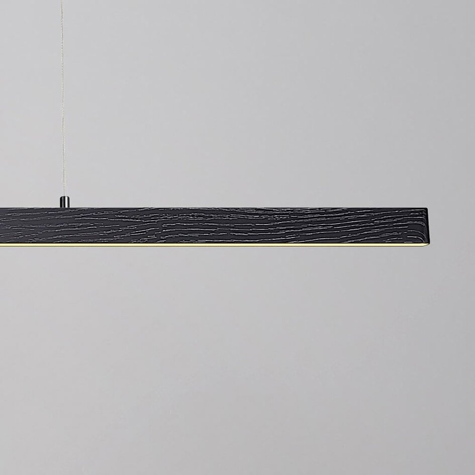 Regulowana minimalistyczna lampa wisząca Andre, czarna ze wzorem drewna - 3-stopniowo ściemnialne