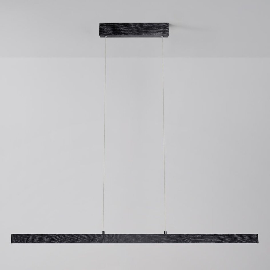 Regulowana minimalistyczna lampa wisząca Andre, czarna ze wzorem drewna - 3-stopniowo ściemnialne