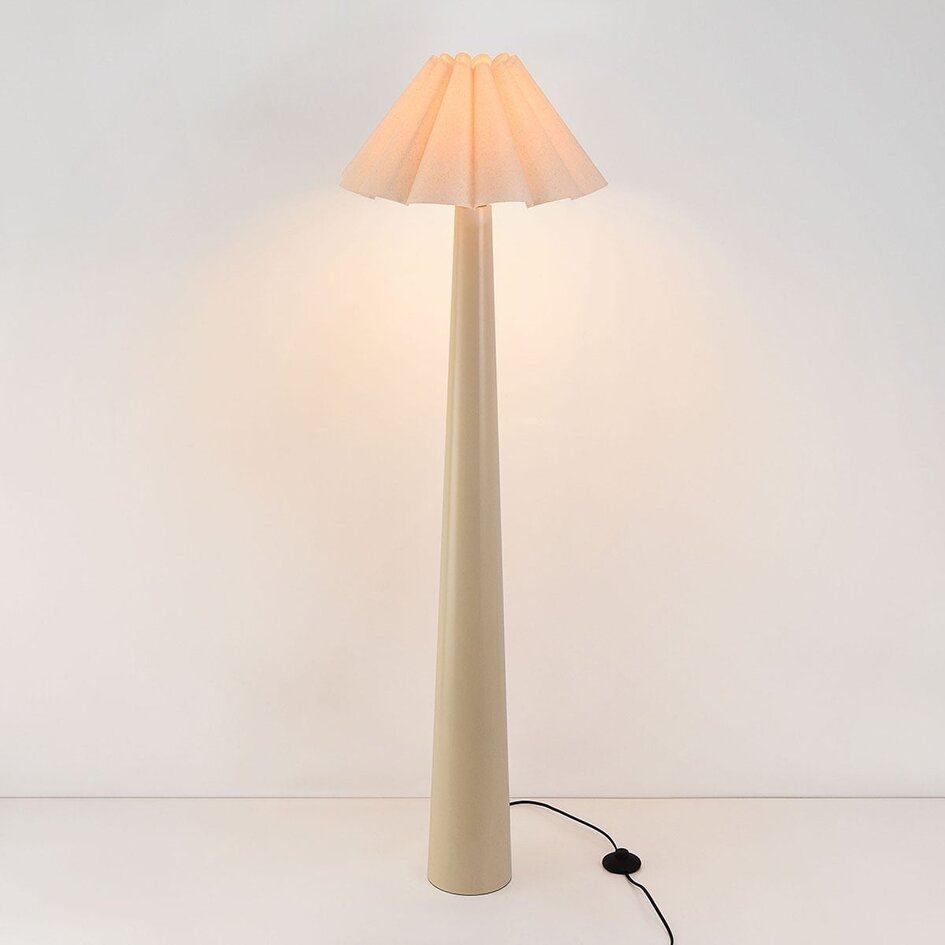 Lampa podłogowa Maude z plisowanym lnianym kloszem - beżowa
