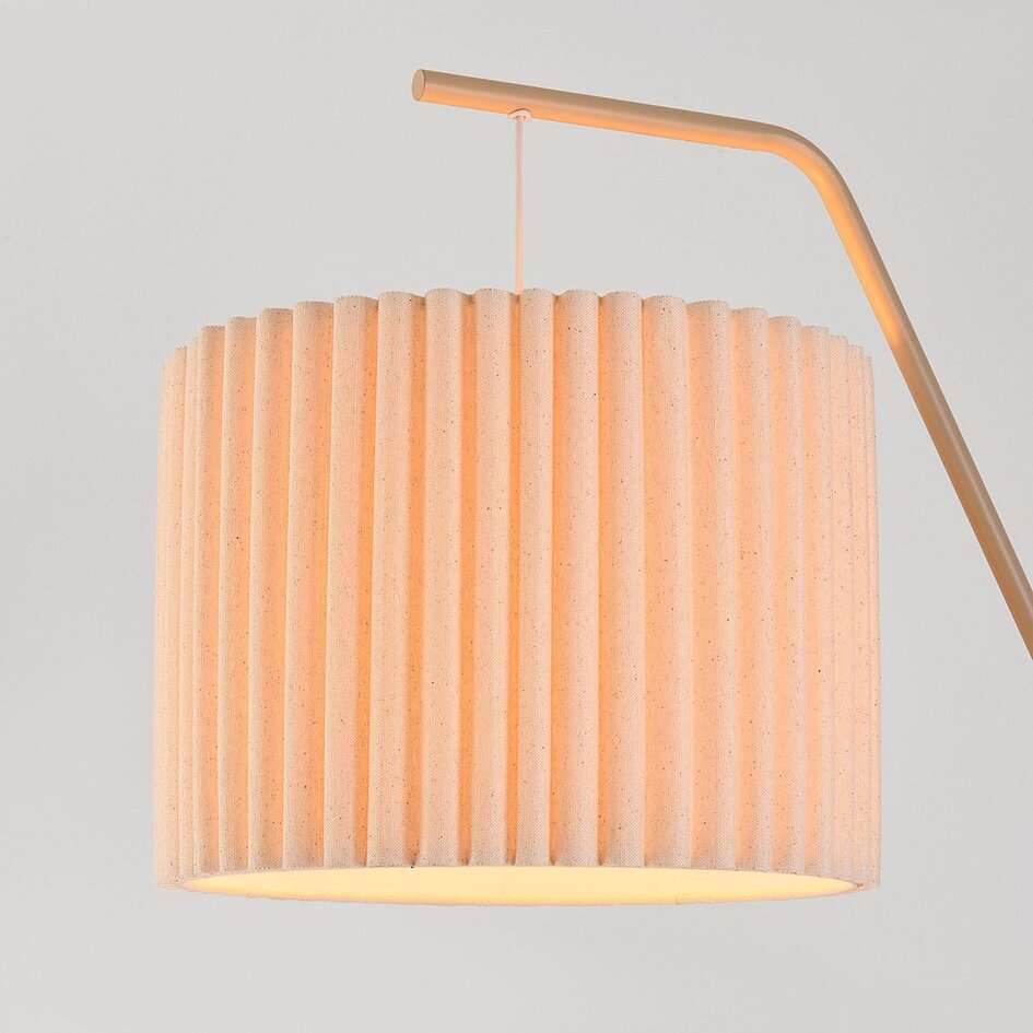 Lampa podłogowa Pedro z plisowanym kloszem - piaskowo-beżowa