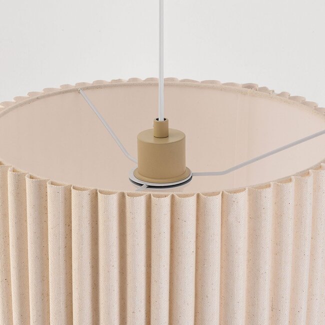 Lampa podłogowa Pedro z plisowanym kloszem - piaskowo-beżowa
