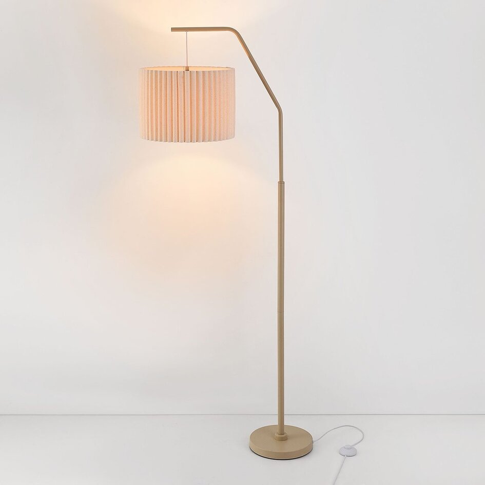 Lampa podłogowa Pedro z plisowanym kloszem - piaskowo-beżowa