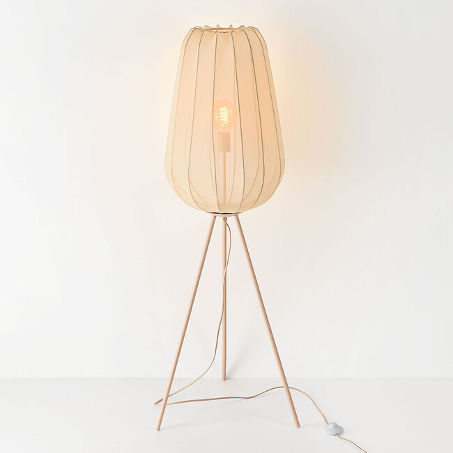 Lampa podłogowa Solvo z tkaniny – jasnobeżowa