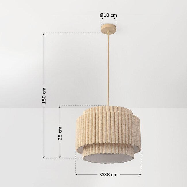 Lampa wisząca Saven z warstwowym lnianym kloszem