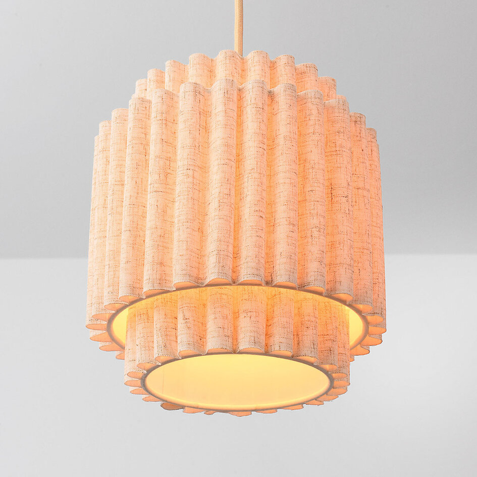 3 światła lampa wisząca Favre z warstwowymi lnianymi kloszami