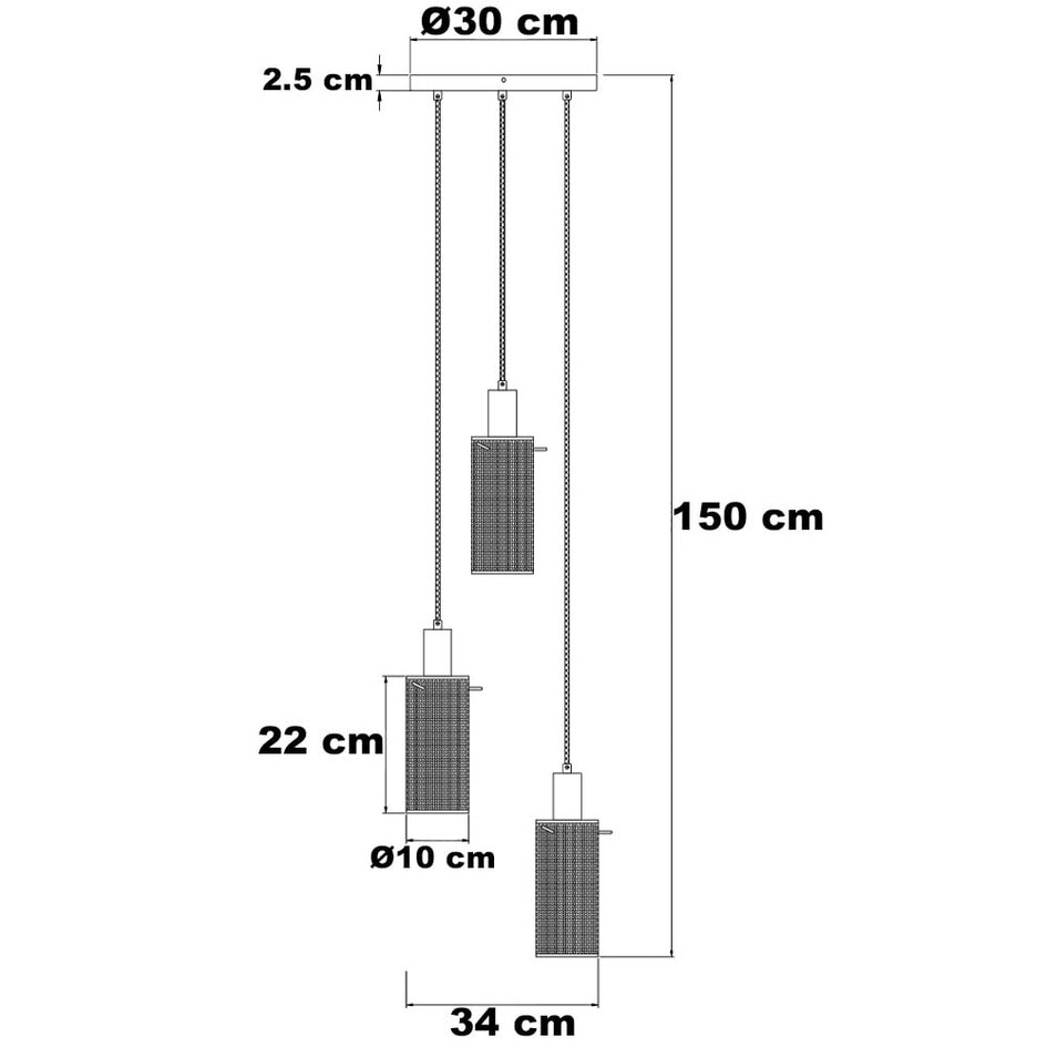Minimalistyczna lampa wisząca, 3 światła - Valji