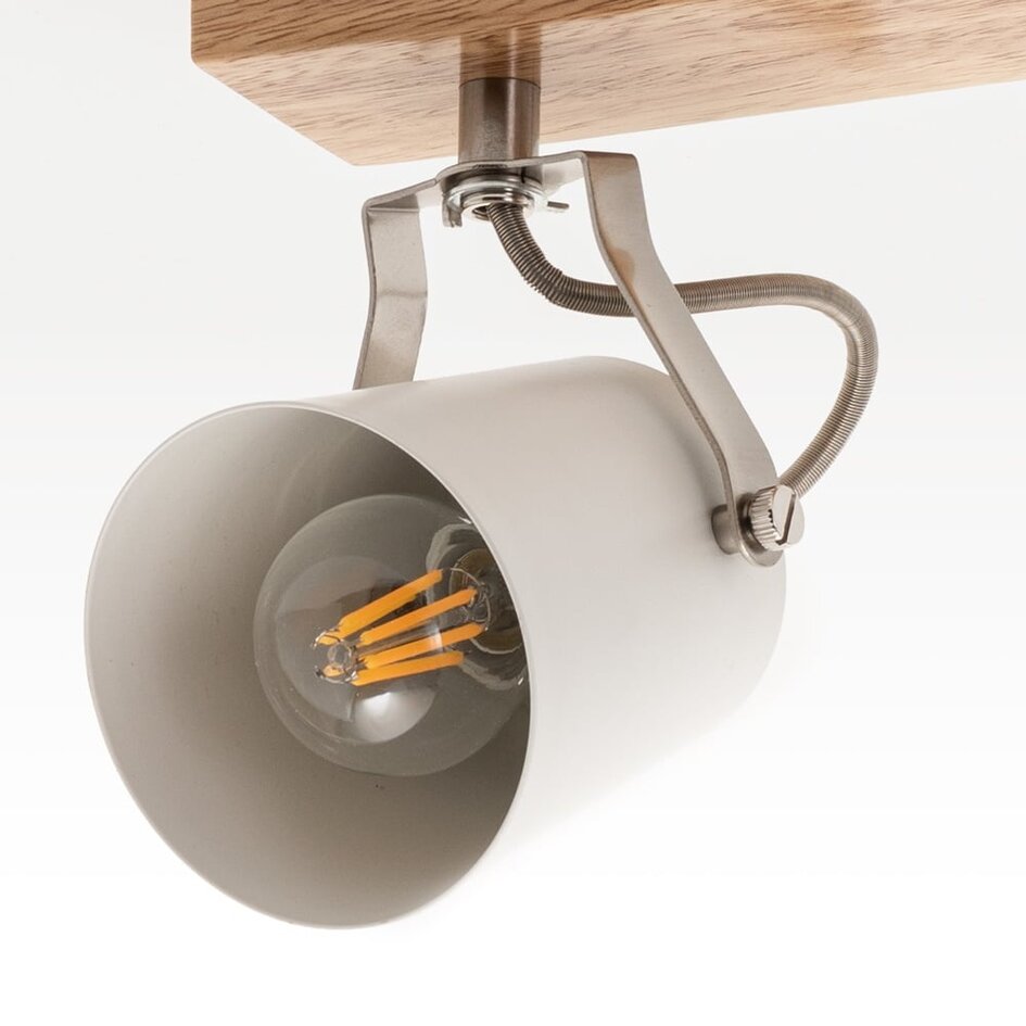 Drewniana lampa sufitowa z 2 reflektorami - Flint