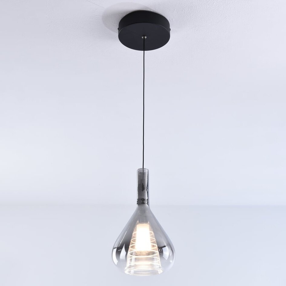 3-stopniowo ściemnialna lampa wisząca z przydymionego szkła - Lieve