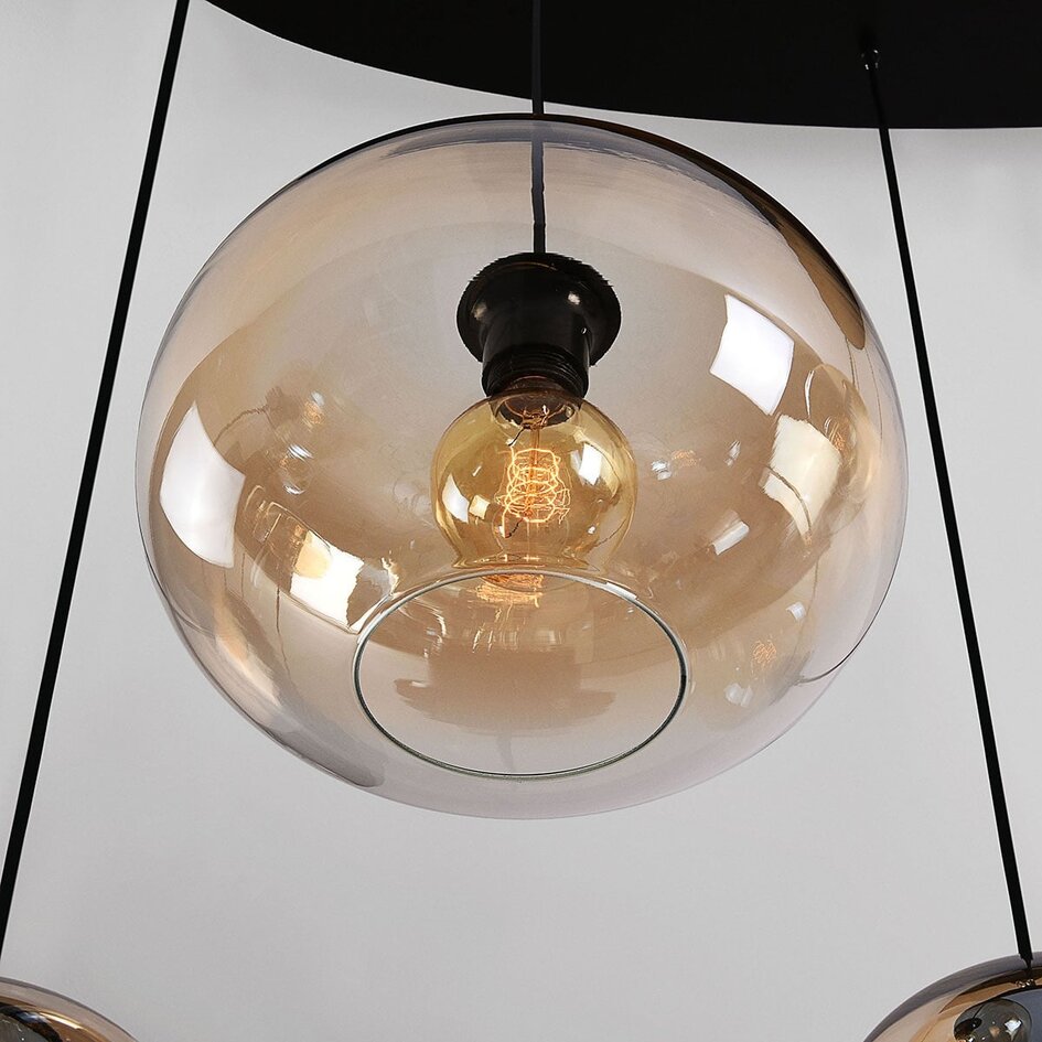 6-światło lampa wisząca Opale ze szkłem ombre w kolorze bursztynu