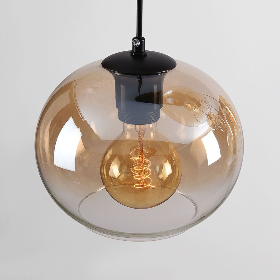 6-światło lampa wisząca Opale ze szkłem ombre w kolorze bursztynu