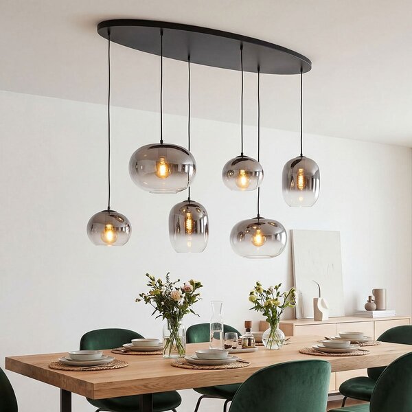 6-światło lampa wisząca Opale z przydymionym szkłem ombre