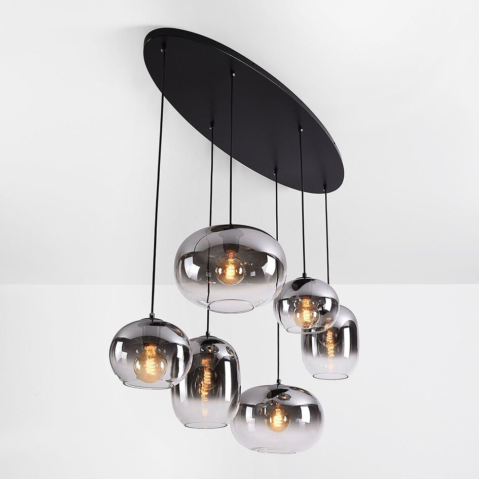 6-światło lampa wisząca Opale z przydymionym szkłem ombre