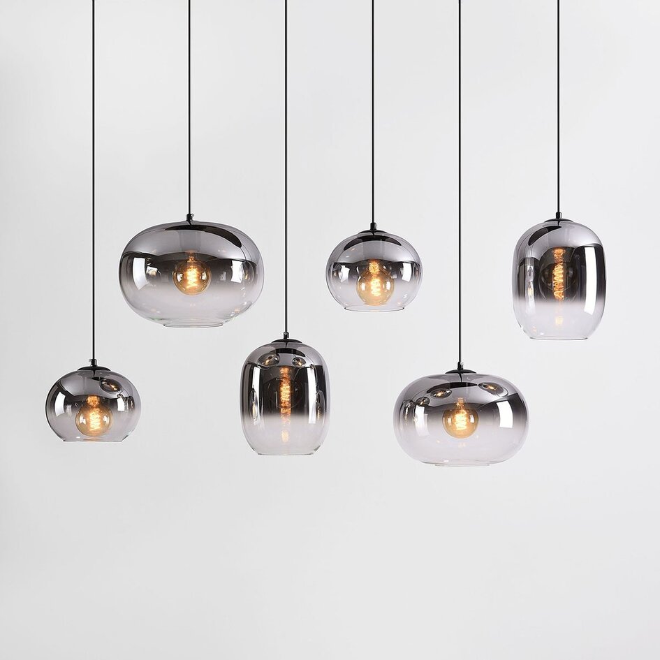 6-światło lampa wisząca Opale z przydymionym szkłem ombre