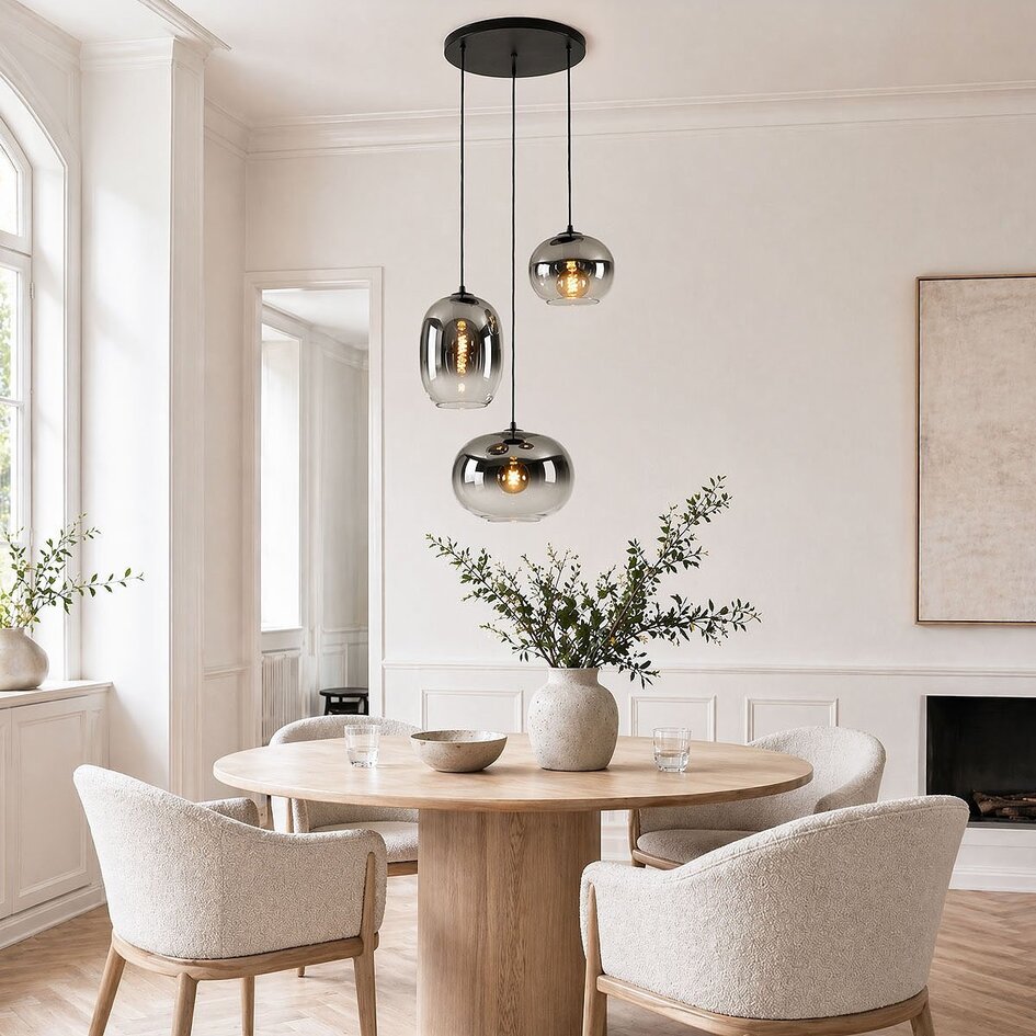3 światła lampa wisząca Olare z przydymionym szkłem ombre