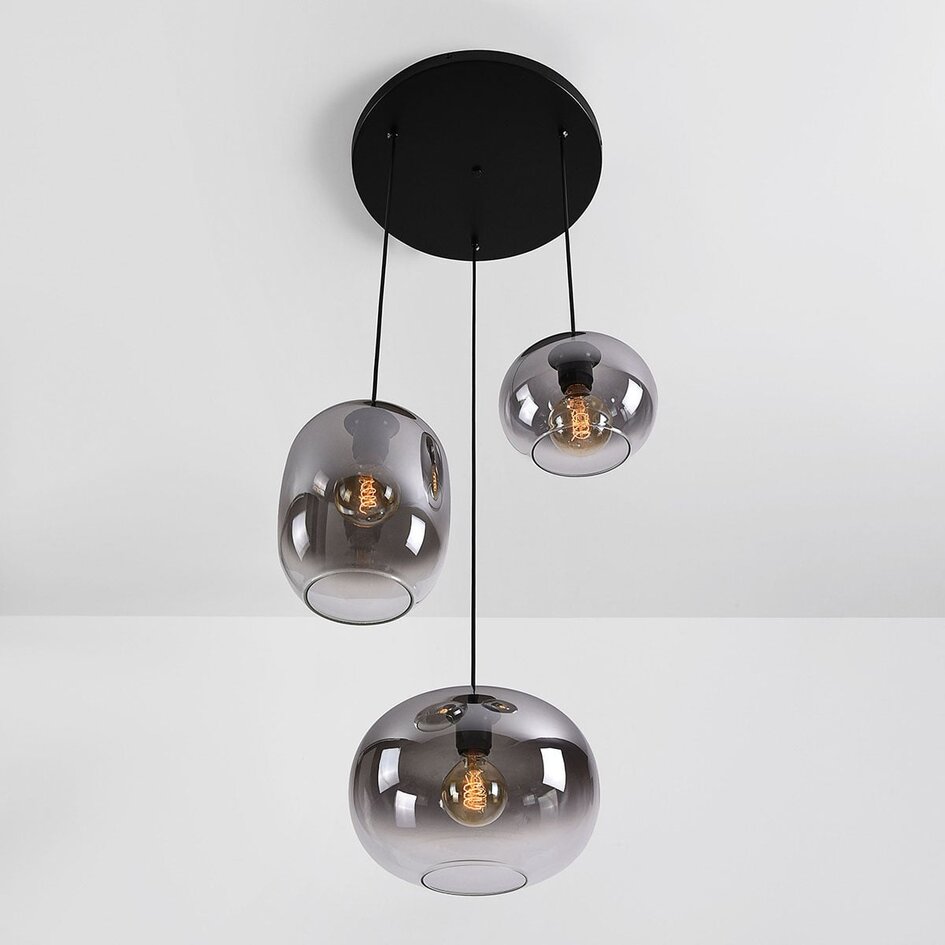 3 światła lampa wisząca Olare z przydymionym szkłem ombre